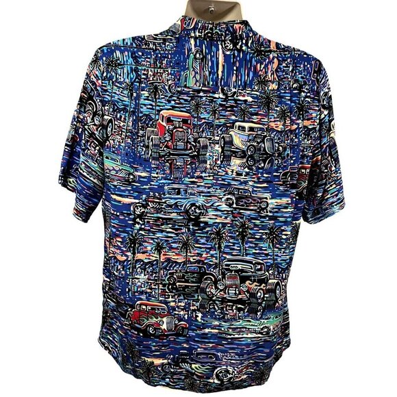 Art Of Eddy Reyn Spooner Classic Hot Rod Roadster Hawaiian Button Shirt Medium - Picture 2 of 8